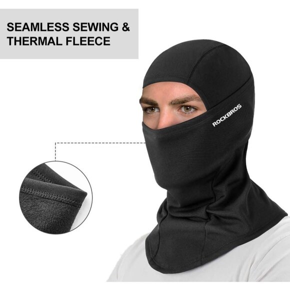 Rockbros Men's Black Windproof Cold Weather Winter Thermal Hood Balaclava Mask - Picture 3 of 6